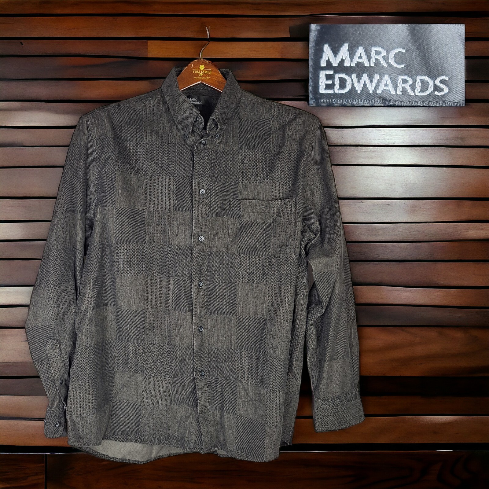Marc Edwards Men's Brown Geometric Brushed Cotton Shirt