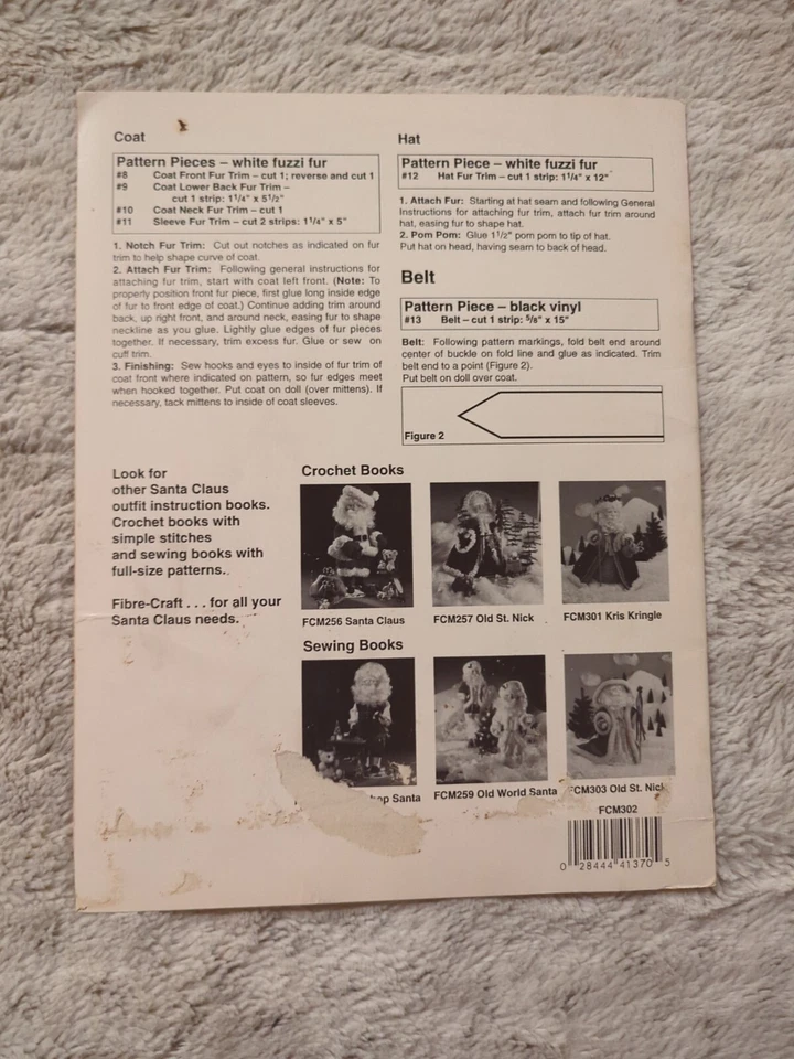 Santa Claus 1992 Fibre Craft Exclusive Santa Outfits Pattern Leaflet FCM302 Vtg - Image 3 of 3