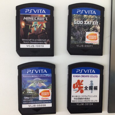 Lot of 4 PS Vita Cartridge Minecraft GOD EATER Sword Art Online SAKI Japanese