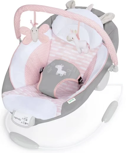 babywiege mit vibration Rock-to-Bounce Sitz Ingenuity Happy Belly Baby-Sitz – Mit Bauchmassage,  Musik, Vibration & Abnehmbarer Spielzeugstange (0–6 Monate) Rock-to-Bounce  Massagesitz Mit Vibration main image 0