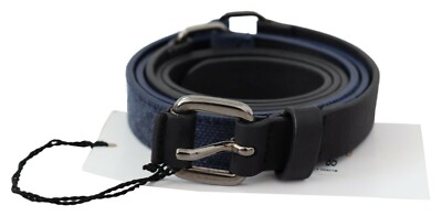 C'N'C' Costume National Belt Black Blue Leather Silver Logo Buckle