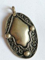 RARE ANCIENT ROMAN SILVER DECORATED AMULET PENDANT 