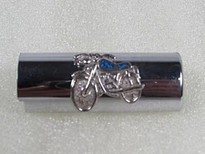 Vintage Silver Tone MOTORCYCLE Chip Turquoise LIGHTER Cover Sleeve Case NOS 