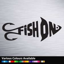 Fish On Fishing Hook Vinyl Decal Sticker - Car - Bait Box - Window - Bumper