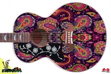 Sticka Steve's Guitar Skin Wrap Reface Re-Skin Purple Paisley Cool 088