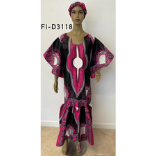 African Women's Dashiki Frill Sleeve Maxi Dress - FI-D3118