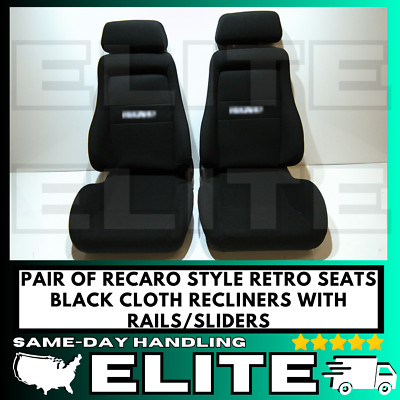 Recaro Retro Style Pair of Seats Recliner Seat Adjustable Backrest With Rails 