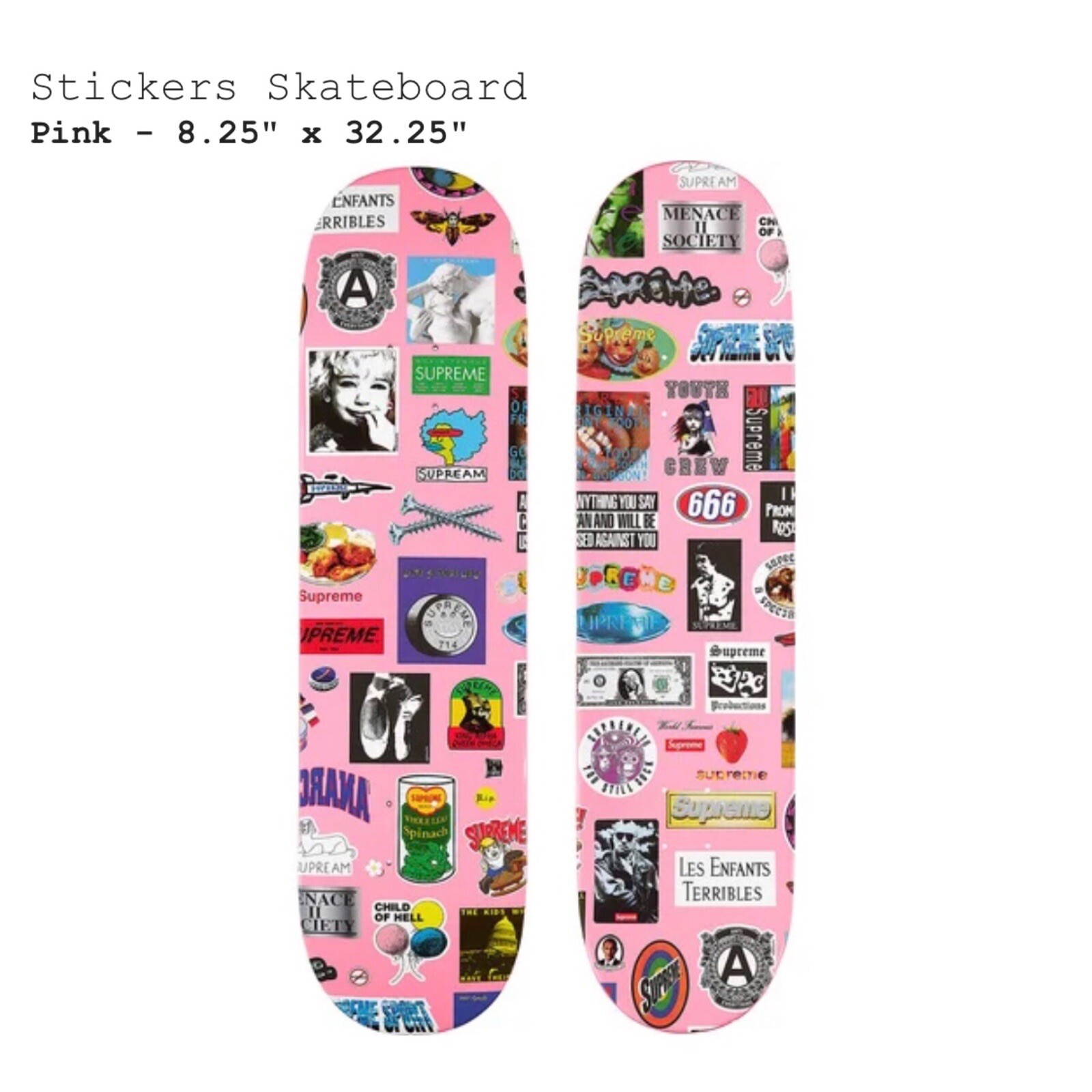 Supreme Stickers Skateboard Deck Set of 3 Decks / Pink / Black / Tan / Brand New eBay