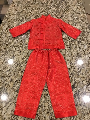NWOT Asian Vintage Lian Lin Kids Size 8 Red W/ Gold Embroidery (Entire Set) - Picture 2 of 9
