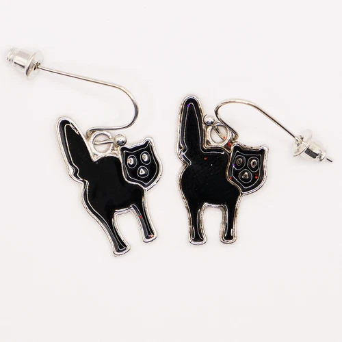 Black Cat Earring Spiders- Costume Jewelry - Great Stocking Stuffer