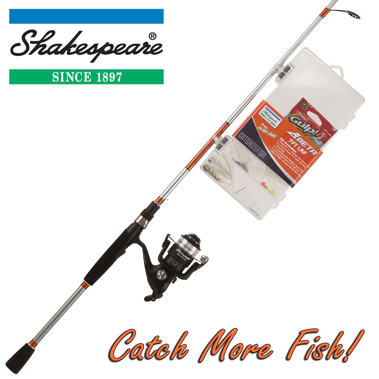 Shakespeare 7ft LRF Kit, Fishing Rod, Reel & Tackle Box Combo 'Catch