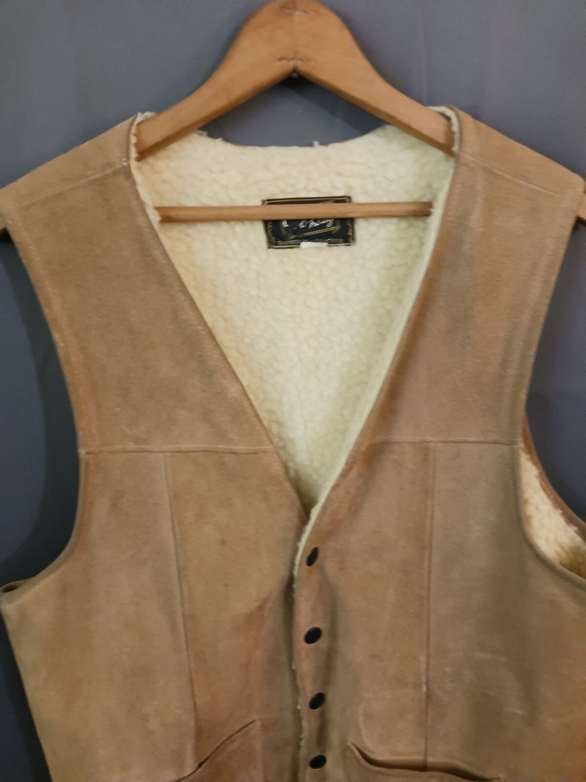 Vintage JOO KAY Coffee Color Suede Leather Vest Shear??? - Gem