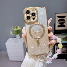 For iPhone 16 Pro Max 15 14 13 12 11 Magsafe Magnetic Phone Case W/ Wrist Strap