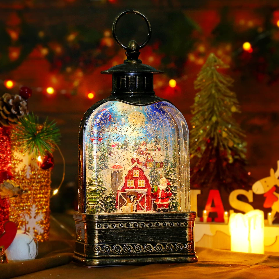 Papá Noel Musical Iluminado Globo de Nieve Linterna Muñeco de Nieve Agua Niños Regalo  Foto 2 de 4