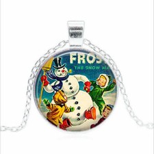 SNOWMAN FROSTY SNOW CHRISTMAS pendant Silver 20" necklace FREE female 10 GIFT