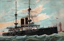Postcard Royal Navy HMS London c1908 Lovely art