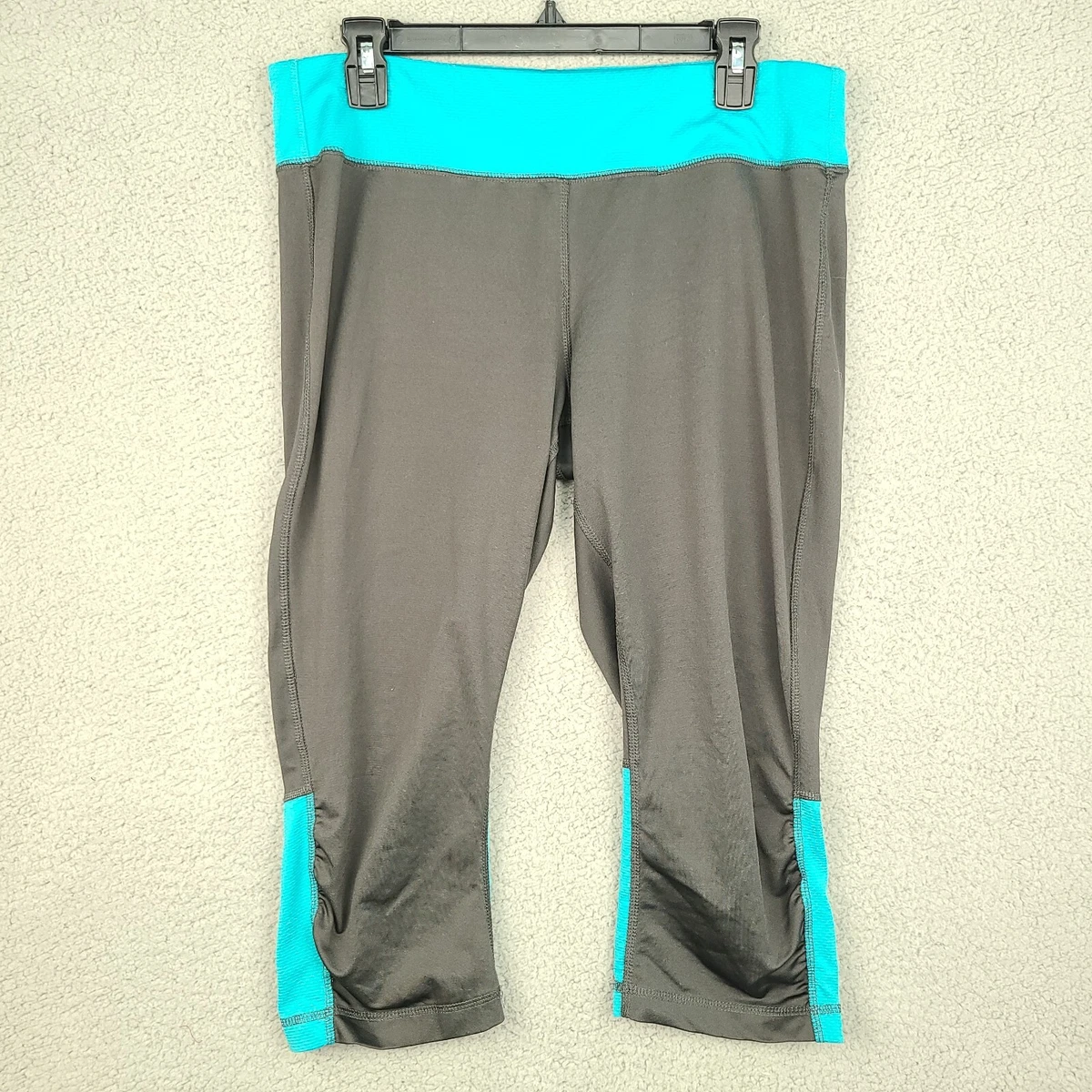 Tek Gear Active Wear Capri Pants Womens Size XL Gray & Teal Color Elastic  Waist