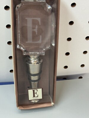 MUDPIE Cosmopolitan Home ''E'' Engraved Bottle Topper NIB