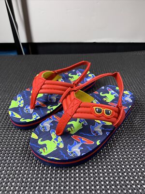 Unbranded Kids Sandals Blue Red Size 9-10 Animals Dinosaur F32