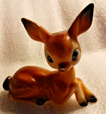 Vintage Hard Plastic Big Eyed Spotted Fawn Deer Figurine