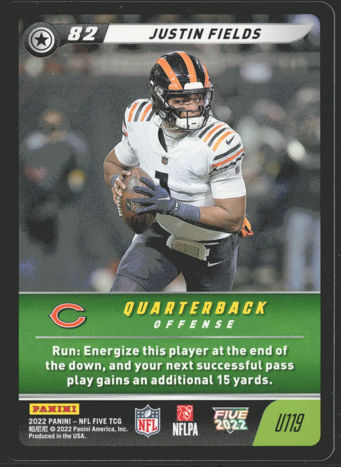 2022 Panini NFL Five #U119 Justin Fields Uncommon Chicago Bears
