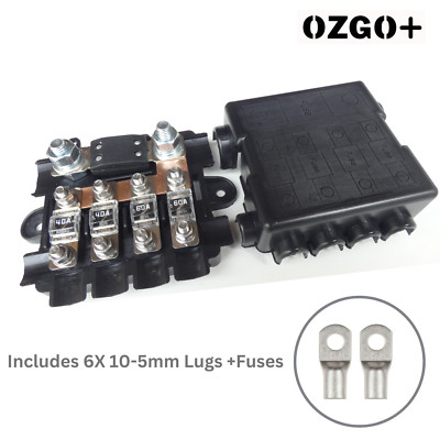 OZGO 5 Way Midi Fuse Holder 220A Distribution Block 8 Lugs Dual Battery Setup