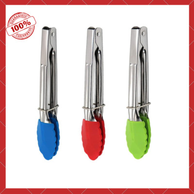 Mini Kitchen Tongs with Silicone Tips,Silicone Serving Tongs of 3 set,7 inch Non