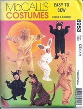 OOP McCalls 8953 Halloween Costume Pattern Animal Bunny Lion Tiger Toddler 3-5
