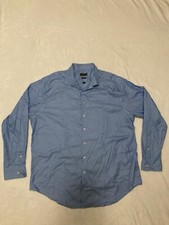 Calvin Klein Mens Sz 18.5 36 37 Non-Iron Slim Fit Blue Long sleeved Dress Shirt