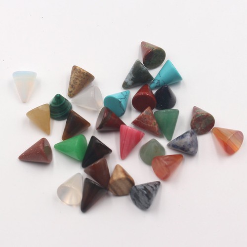 30pcs/lot 10x12mm assorted natural stone cone shape CAB CABOCHON beads No Holes - Picture 2 of 3