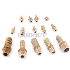  5  3-10mm Barbed x M3-M10 Metric Male Brass Splicer Tube Coupler Pipe Fitting
