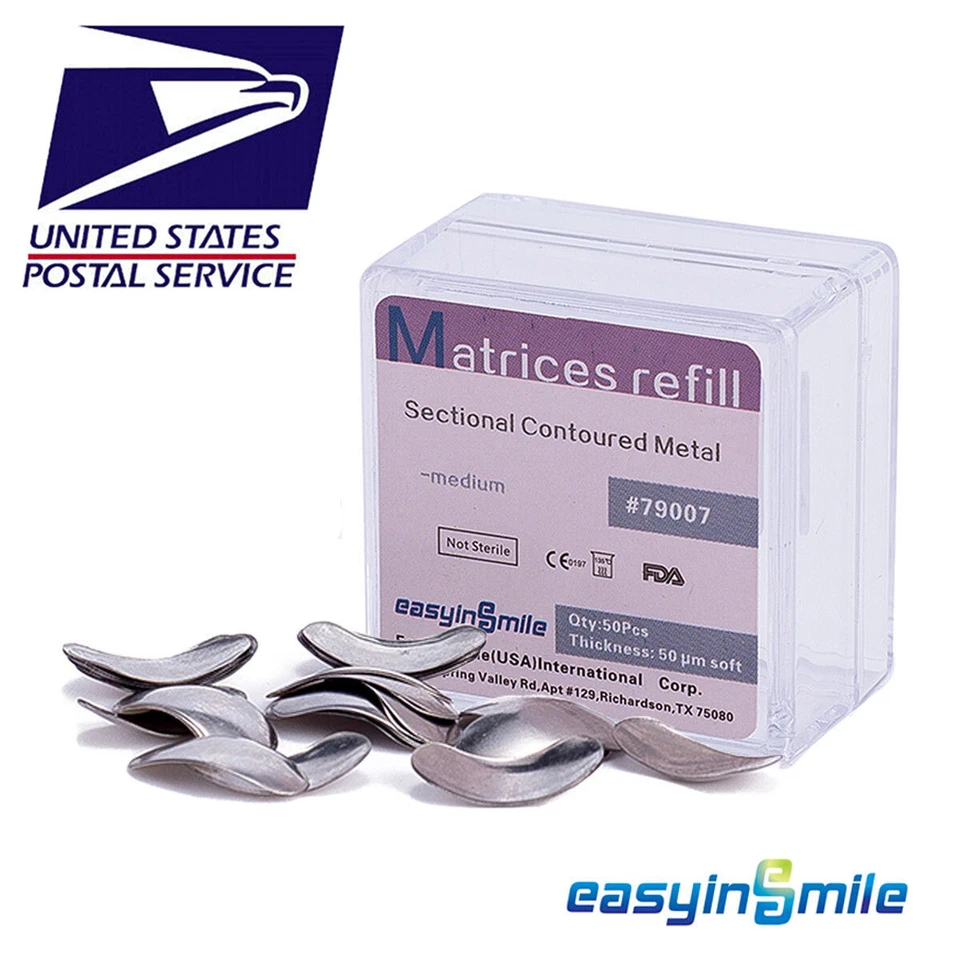 50 piezas Matrices metálicas dentales banda matriz seccional contorneado repuesto S/M/L 50 μm Foto 4 de 4