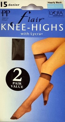 Pretty Polly 15 Denier Flair Knee Highs Nearly Black One Size