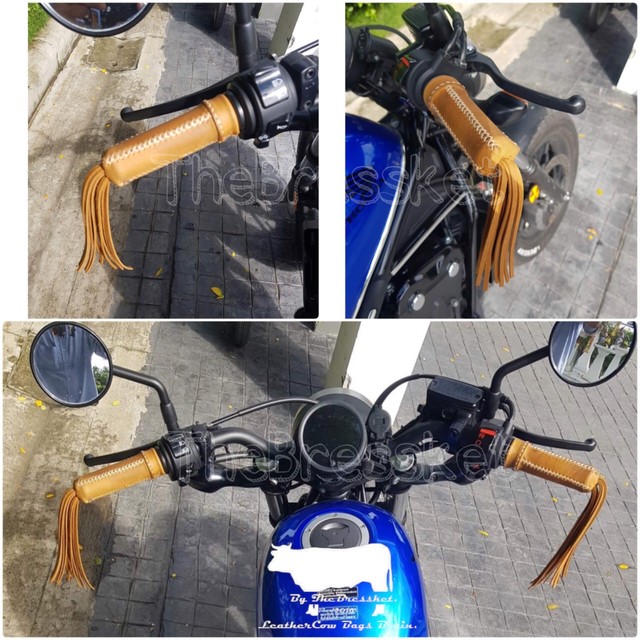 Motorcycle Handlebar Grip Fringe Tassel Genuine Leather for HONDA