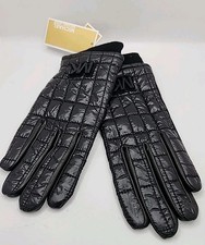 NEW Michael Kors Black Quilted Leather Tech Gloves Sz Lg