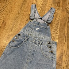 Vintage Guess Women  s Bibs Overall Jeans See Measurements Blue Denim Flare Jean