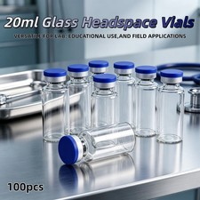 100PCS 20ml Glass Vials Headspace Vials Lab Sample Vials with Caps New
