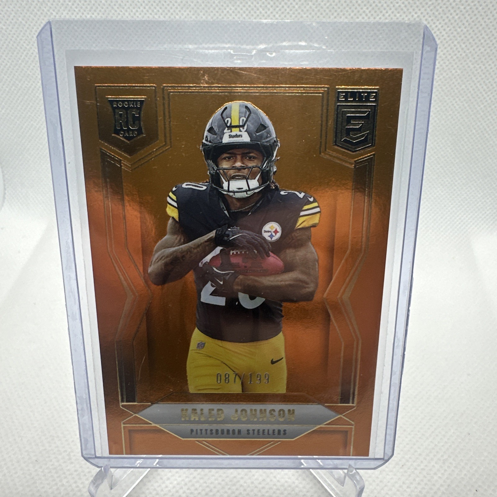 2025 Panini Donruss Elite Kaleb Johnson Orange Rookie Card /199 #127 Steelers