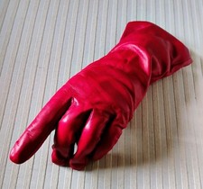 VTG Old New Stock 1960-70's "Fowner" Red Leather with Cashmere Lining Gloves 8