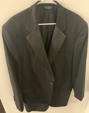 Joseph Jos A Bank Black Wool 1 Button Sport Coat Blazer Mens 44 Reg