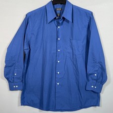 Arrow Poplin Button Up Dress Shirt Men's 17 32/33 Dark Blue Wrinkle Free Classic