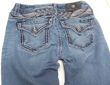 Miss Me Jeans Womens 27 Mid Rise Boot Embellished Pockets Denim 28 Inseam