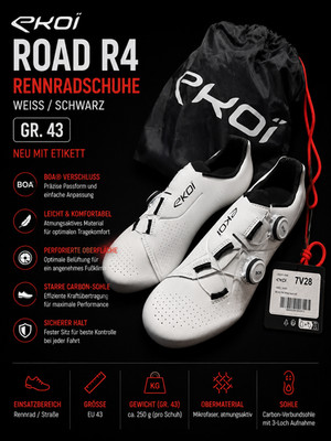 EKOI ROAD R4 Rennradschuhe Weiß Schwarz Gr. 43 BOA Neu mit Etikett