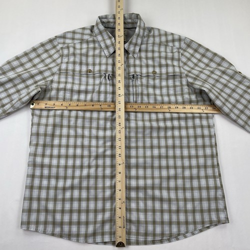 L.L. Bean Shirt Men’s L Plaid Brown White Button Up Cargo Pocket Outdoors Hiking - Picture 6 of 8