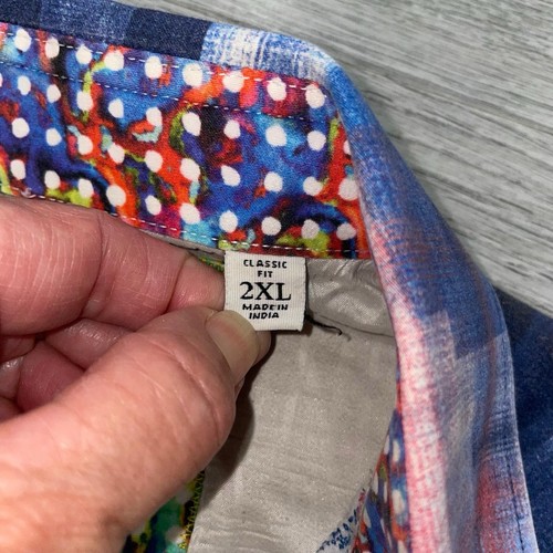 Robert Graham Classic Fit Embroidered Colorful Design Collar Geometric Shirt 2XL - Bild 4 von 15