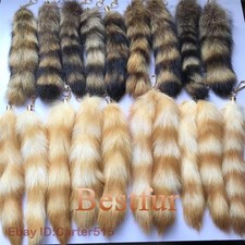 Wholesale 50pcs 10" Real American Raccoon Fur Tail w Keychain Bag Charm Pendant