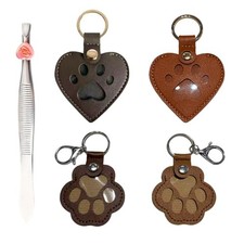 4-Piece Leather Pet Memorial Keychain Cat Hair Fur Keepsake