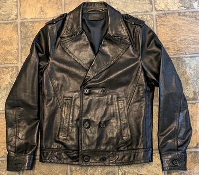 Neil Barrett Leather Jacket m/i Italy sz Medium  Dbl Breasted Front color black