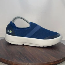 Oofos OOmg Eezee Low Shoes Womens Size 11 Blue Mesh Breathable Slip On Loafer