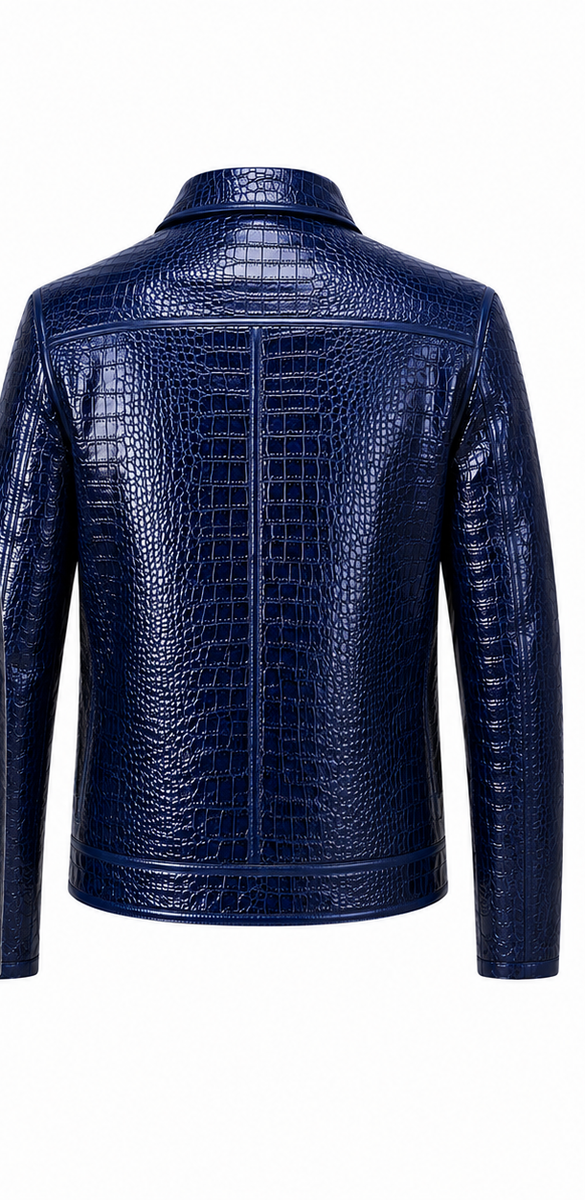 Men's Leather Jacket Dark Green Crocodile Embossed Leather Coat | eBay